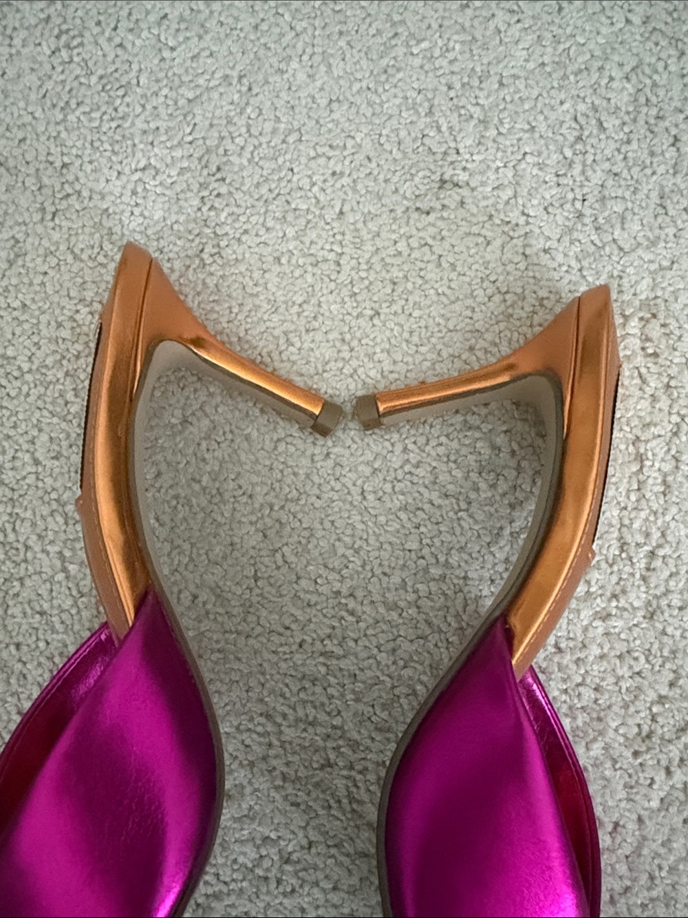 Steve Madden Metallic Fuchsia and Gold Peep-Toe Mules - Picture 5 of 5